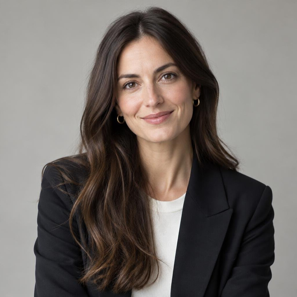 Portrait of a woman with long brown hair