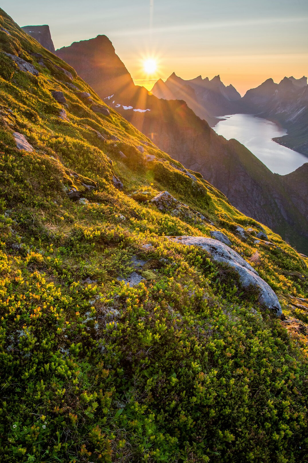 Mountain landscape at sunrise filmed for outside broadcast
